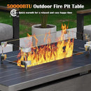 Sundale Outdoor 51 Inch Outdoor Fire Pit Table, 50,000 BTU Rectangle Propane Fire Pit with Glass Wind Guard, Rain Cover, Removable Lid, Matching with Outdoor Furniture Sets, CSA Certified, Gray by GreenHaven Gardens