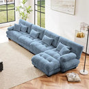 Modular Sectional Sofa, Comfy Cloud Couch 4 Seater Couch with Ottoman, Sectional Couches for Living Room, Modern Chenille L Shaped Couches, Sleeper Deep Seat Sofa with Throw Pillows, Blue by CozyNest Decor