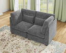 Oversized Modular Sofa, Extra Deep Cloud Chenille Sectional Couch with Ottoman Chaise, Fluffy Chenille 2 Seater Sofa Bed for Living Room, Villa (Loveseat Sofa, Chenille Grey) by CozyNest Decor