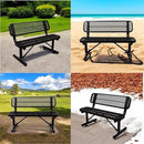 4 FT Heavy Duty Metal Park Bench with Back for Outside, Outdoor Black Bench with Backrest & Portable Frame, 1-3 Person Seat-Commercial Benches Garden Benches for Outdoors by GreenHaven Gardens