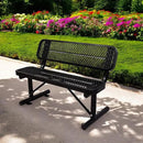 4 FT Heavy Duty Metal Park Bench with Back for Outside, Outdoor Black Bench with Backrest & Portable Frame, 1-3 Person Seat-Commercial Benches Garden Benches for Outdoors by GreenHaven Gardens