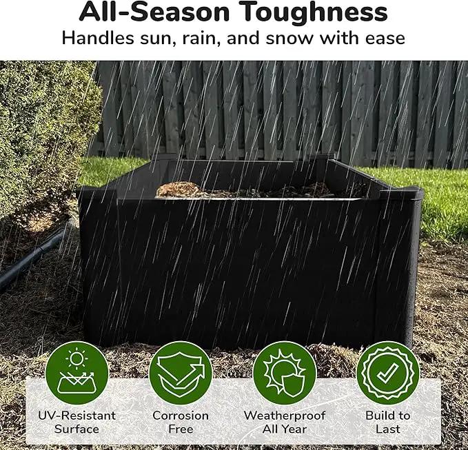 Raised Garden Bed - 2x4 ft Planter Box - Black HDPE - No Tools Needed - DIY Kit for Urban Gardening, Flowers, Herbs & Vegetables - Made in The USA, photo 4 of 9