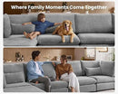 Oversized Modular Sofa, Extra Deep Cloud Chenille Sectional Couch with Ottoman Chaise, Fluffy Chenille 4 Seater Sofa for Living Room, Villa (Basic 4 Seater, Chenille Grey)