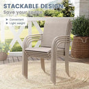 VICLLAX Patio Dining Set for 8, Outdoor Furniture Set Includes 53" Round Patio Table and 8 Patio Sling Chairs, Sandshell Color Tabletop and Fabric by GreenHaven Gardens