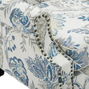 UIXE High Back Floral Accent Chairs Set of 2, Upholstered Armchair in Fabric, Retro Printed Wingback Arm Chair for Living Room, Nailhead Trim Single Sofa Bedroom Reading Seat - Plants Blue by CozyNest Decor
