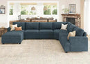 Nolany Modular Sectional Couch with Storage Ottoman, Corduroy Sectional Sofa with Chaise, U Shape Sectional Couches for Living Room, Blue by CozyNest Decor