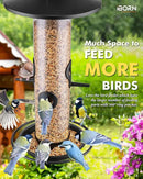 iBorn Metal Bird Feeders for Outdoors, 2LB Bird Seed Feeder 17cm Large Roof &Tray, 4 Feeding Ports, Black Finish by CozyNest Decor
