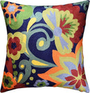 Blue Floral Pillow Cover | Navy Flower Throw Pillow | Outdoor Suzani Cushions | Hand Embroidered Chair Cushion | Wool Size - 18x18 by CozyNest Decor