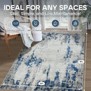 6x9 Area Rugs for Living Room Rug Washable: Modern Rug for Dining Room Bedroom Carpet Non Slip Low Pile 6 by 9 Indoor Abstract Nursery Home Office Blue White by TinyTreasures Baby Boutique