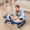 Collapsible Baby Bathtub for Newborns to Toddler with Real-time Temp Monitor & Floating Cushion,Portable Travel Tub for 0-36 Month, Foldable Baby Bath Tub for Infants Boy (Blue) by TinyTreasures Baby Boutique