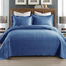MarCielo 3-Piece 100% Cotton Oversized Bedspread Lightweight Quilt Coverlet Embroidery Farmhouse Bedding Set (TM Midtone Blue, Oversized Queen (100"x106")) by CozyNest Decor