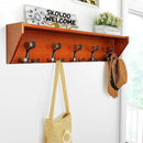 SKOLOO Wall Shelf with Hooks, 35-Inch Cherry Coat Rack Wall Mount with Shelf Organizer - Lightweight & Sturdy, 5 Tri Hooks - Perfect for Entryway, Hallway, Living Room, Bedroom, Mudroom by CozyNest Decor