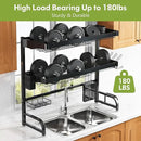 3 Tier Extra Large Stainless Steel Expandable Over The Sink Dish Drainer Drying Rack, Rust Proof Metal, Space Saving, Modern Black Big Capacity Extendable Plate Strainers Above Kitchen Counter by CozyNest Decor
