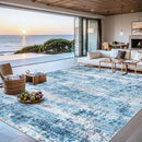 Area Rugs Living Room Rug - 5x7 Washable Modern Abstract Soft Neutral Non-Slip Carpet Large Indoor Floor Thin Carpets for Bedroom Dining Room Farmhouse Nursery Home Office Blue Grey by TinyTreasures Baby Boutique