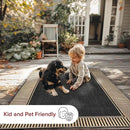 nuLOOM 2' x 3' Outdoor Area Rug, Casual Design With Striped Border, Stain Resistant, Highly Durable, For Patio, Balcony, Bedroom, Living Room, Dining Room, Bathroom, Dark Grey by CozyNest Decor