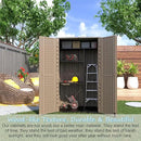 Sheds & Outdoor Storage, 52 Cu.ft Vertical Storage with Floor, Cabinet Waterproof for Garage Pool Bike Shed, Garden , Coffee Brown by GreenHaven Gardens