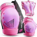 SKATEWIZ Skateboard Pads Protective Gear Set for Kids - Smash - Roller Skate Pads [6pc] - Elbow Pads Roller Derby and Knee Pads Kids Skating with Wrist Guards for Kids and Adults by TinyTreasures Baby Boutique