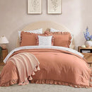 King Comforter Set - 7 Pieces Ruffle Autumn Leaf Bedding Sets, Shabby Chic Farmhouse Bed in a Bag King with Ruffle Comforter, Floral Sheets, Pillowcases & Shams by CozyNest Decor