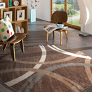 Rugshop Modern Wavy Circles Design Round Area Rug 8' Brown by TinyTreasures Baby Boutique