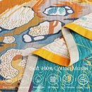 Fall Throw Blanket for Couch, Yellow Boho Decorative Throw Blanket, 100% Cotton Muslin Breathable Woven Farmhouse Blankets Quilt, 80"x90" Reversible Lightweight Blankets Bohemian Throw Quilt by CozyNest Decor