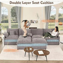 142.5" U Shaped Couch, Modular Sectional Sofa, 3-Seater Comfy Cloud Couch with Movable Ottoman, Deep Seat Couches for Living Room, Chenille, Slate by CozyNest Decor