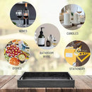 Wood Serving Tray with Handles, Home Decorative Wooden Rectangle Ottoman Decor Platter Vanity Tray for Breakfast Dinner Drinks Kitchen Dining Living Bathroom Restaurants Black by CozyNest Decor