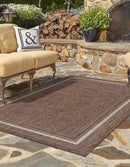 Unique Loom Outdoor Border Collection Area Rug - Soft Border (7' 10" x 10' Rectangle Brown/Ivory) by GreenHaven Gardens