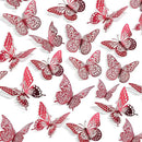 SAOROPEB 3D Butterfly Wall Decor - 48 Pcs, 4 Styles, 3 Sizes - Removable Stickers (Blood Red) for Birthday & Party Celebrations by CozyNest Decor