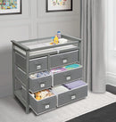 Badger Basket Modern Baby Changing Table - Diaper Station Organizer with 6 Storage Drawers, Reversible Baskets, Safety Rails - Baby Nursery Furniture with Changing Pad and Belt - Gray by TinyTreasures Baby Boutique