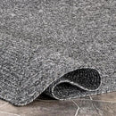 nuLOOM 2' x 16' Solid Hand Braided Indoor/Outdoor Area Rug, Pet-Friendly, High Traffic, Weather Resistant, for Patio, Balcony, Bedroom, Living, Dining Room, Wynn Charcoal by GreenHaven Gardens