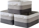 Large Storage Baskets for Shelves, Fabric Baskets for Organizing, Collapsible Storage Bins for Closet, Nursery, Clothes, Toys, Home & Office [3-Pack, Gray Gradient] by TinyTreasures Baby Boutique