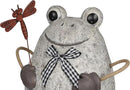 Alpine Corporation MCC862 Indoor/Outdoor Frog with Dragonfly Garden Statue, Stone Finish Frog Statue for Yard, 24" H, Silver by GreenHaven Gardens