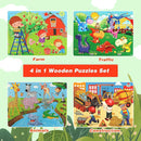 SYNARRY Puzzles for Kids Ages 4-8, 4 Pack Wooden Jigsaw Puzzles for Kids Ages 3-5 Years Old 40 Pieces, Preschool Puzzle Toy Gift for Children Boys and Girls, Farm Dinosaur Animal Construction Theme by TinyTreasures Baby Boutique