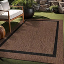 Bordered Outdoor Rug 6x9 Washable Outside Carpet for Indoor Patio Porch Waterproof Easy Cleaning Non Shedding Area Rugs Nut Brown - Black 6 x 9 by CozyNest Decor