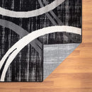 Rugshop Modern Wavy Circles Design Runner Rug 2' x 10' Black by TinyTreasures Baby Boutique