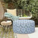 LVTXIII Outdoor Inflatable Ottoman, Fade-Resistant Round Footrest Stool D31”x H14”, Portable Patio Pouf for Garden Camping or Home Use, Medallion Blue by CozyNest Decor