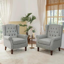 Lumibee High Back Accent Chair Set of 2,Upholstered Wingback Armchair with Solid Wood Legs for Small Spaces,Comfy Single Sofa Chair for Living Room,Bedroom,Office-Light Gray by CozyNest Decor