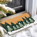 Barnyard Designs Natural Coco Coir Christmas Doormat - Large Cute Non-Slip Heavy Duty Backing Door Mat for Outside Entrance or Porch Entry, Brown (17x30, Winter Snow Forest) by CozyNest Decor