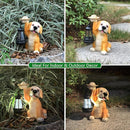 Garden Dog Statues - Adorable Resin Dog Figurines with Straw Hat and Solar LED Lantern, Puppy Decorations Outdoor Solar Light for Yard Patio Lawn Porch, Ornament Gift by GreenHaven Gardens