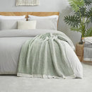 Amélie Home Chenille Waffle Throw Blanket for Couch, Reversible Pineapple Stitch Knit Soft Cozy Knit Blanket Lightweight Warm Decorative Throw for Sofa, Bed, Living Room, 50"x60", Sage Green&Ivory by CozyNest Decor