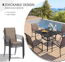 VICLLAX Patio Dining Set for 4, Outdoor Furniture Set Includes 41.2" Round Patio Table and 4 Patio Sling Chairs, Black Tabletop and Brown Fabric by GreenHaven Gardens