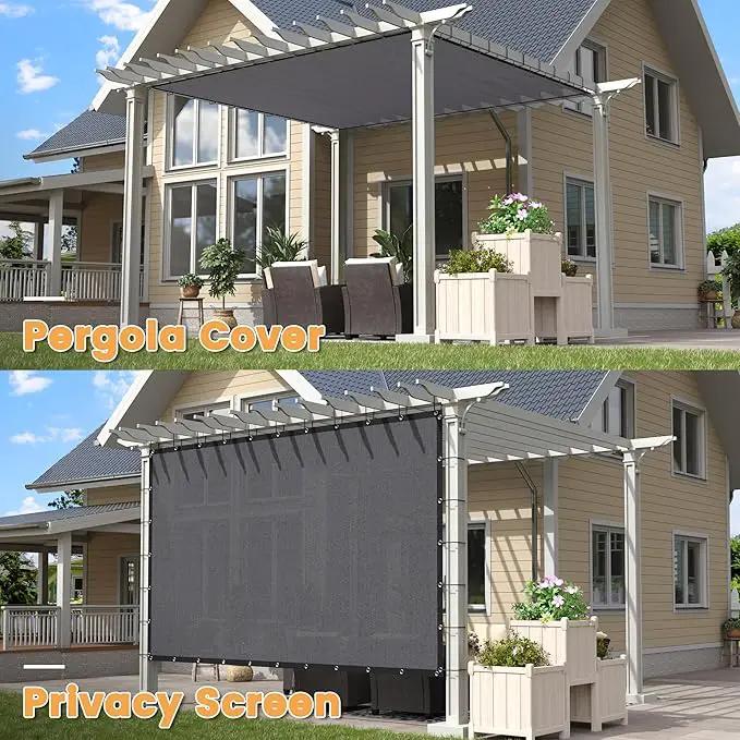 VICLLAX Shade Fabric Sun Shade Cloth with Every 2 FT Grommets for Patio Garden Pergola Cover Canopy 18x22 FT, Grey, photo 5 of 7