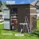 Domi Outdoor Storage Shed 6' x 4.5’, Metal Garden Shed with Galvanized Steel Frame for Bike, Tools, Lawn Mowers, Pool Toys, Outdoor Storage Cabinet with Lockable Door for Garden Lawn Patio (Brown)