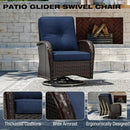 Joyside 5 Piece Patio Furniture Set, Outdoor Swivel Chair Sets with Thick Cushion and Ottoman, Wicker Patio Conversation Set for Porch, Deck Use (Brown/Blue, 5 PCS) by GreenHaven Gardens