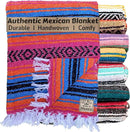 Del Mex Classic Mexican Blanket, Large Authentic Woven Falsa Throw (70"x50"), Artisan Southwest Décor for Beach, Yoga, Outdoors (Turquoise/Pink/Orange) by CozyNest Decor