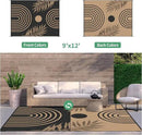 GENIMO Outdoor Rug 9' x 12' Waterproof for Patio Clearance, Reversible Lightweight Plastic Straw Camping Carpet, Large Area Rugs Mats for Rv, Backyard, Deck, Porch, Picnic, Balcony, Mix-Black & Brown by CozyNest Decor