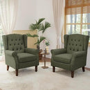 Lumibee High Back Accent Chair Set of 2,Upholstered Wingback Armchair with Solid Wood Legs for Small Spaces,Comfy Single Sofa Chair for Living Room,Bedroom,Office-Green by CozyNest Decor