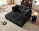 Oversized Modular Sofa, Extra Deep Cloud Corduroy Sectional Couch with Ottoman Chaise, Fluffy Corduroy 4 Seater Couch Bed for Living Room, Villa (Sofa Bed 4 Seater, Corduroy Black) by CozyNest Decor