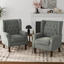 Lumibee High Back Accent Chair Set of 2,Upholstered Wingback Armchair with Solid Wood Legs for Small Spaces,Comfy Single Sofa Chair for Living Room,Bedroom,Office-Gray by CozyNest Decor