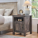 OKD Farmhouse Nightstand with Charging Station, 18" Rustic End Table with Adjustable Storage Shelf, Wood Rustic Wood Sofa Side Table for Bedroom by CozyNest Decor